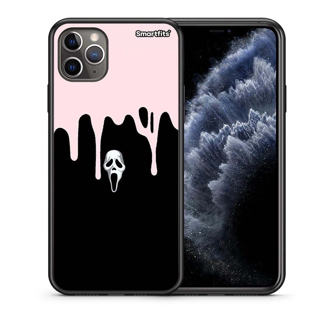 Θήκη iPhone 11 Pro Melting Halloween Mask από τη Smartfits με σχέδιο στο πίσω μέρος και μαύρο περίβλημα | iPhone 11 Pro Melting Halloween Mask case with colorful back and black bezels