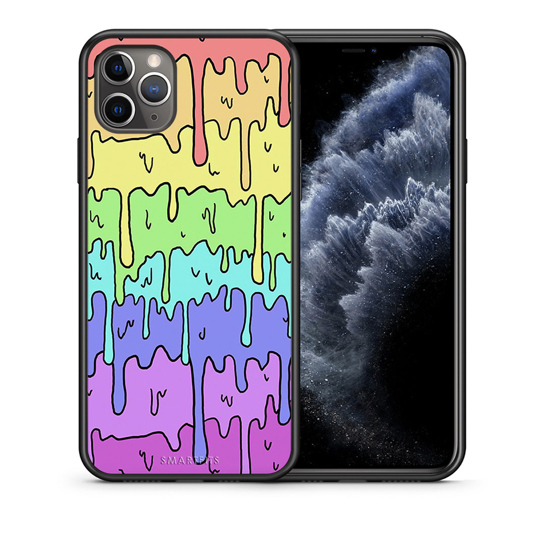 Θήκη iPhone 11 Pro Max Melting Rainbow από τη Smartfits με σχέδιο στο πίσω μέρος και μαύρο περίβλημα | iPhone 11 Pro Max Melting Rainbow case with colorful back and black bezels