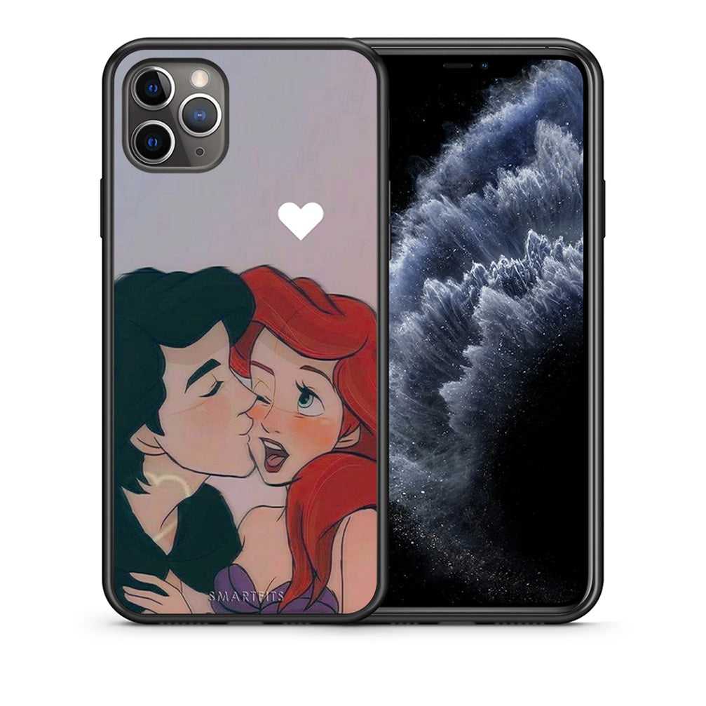 Θήκη Αγίου Βαλεντίνου iPhone 11 Pro Max Mermaid Love από τη Smartfits με σχέδιο στο πίσω μέρος και μαύρο περίβλημα | iPhone 11 Pro Max Mermaid Love case with colorful back and black bezels