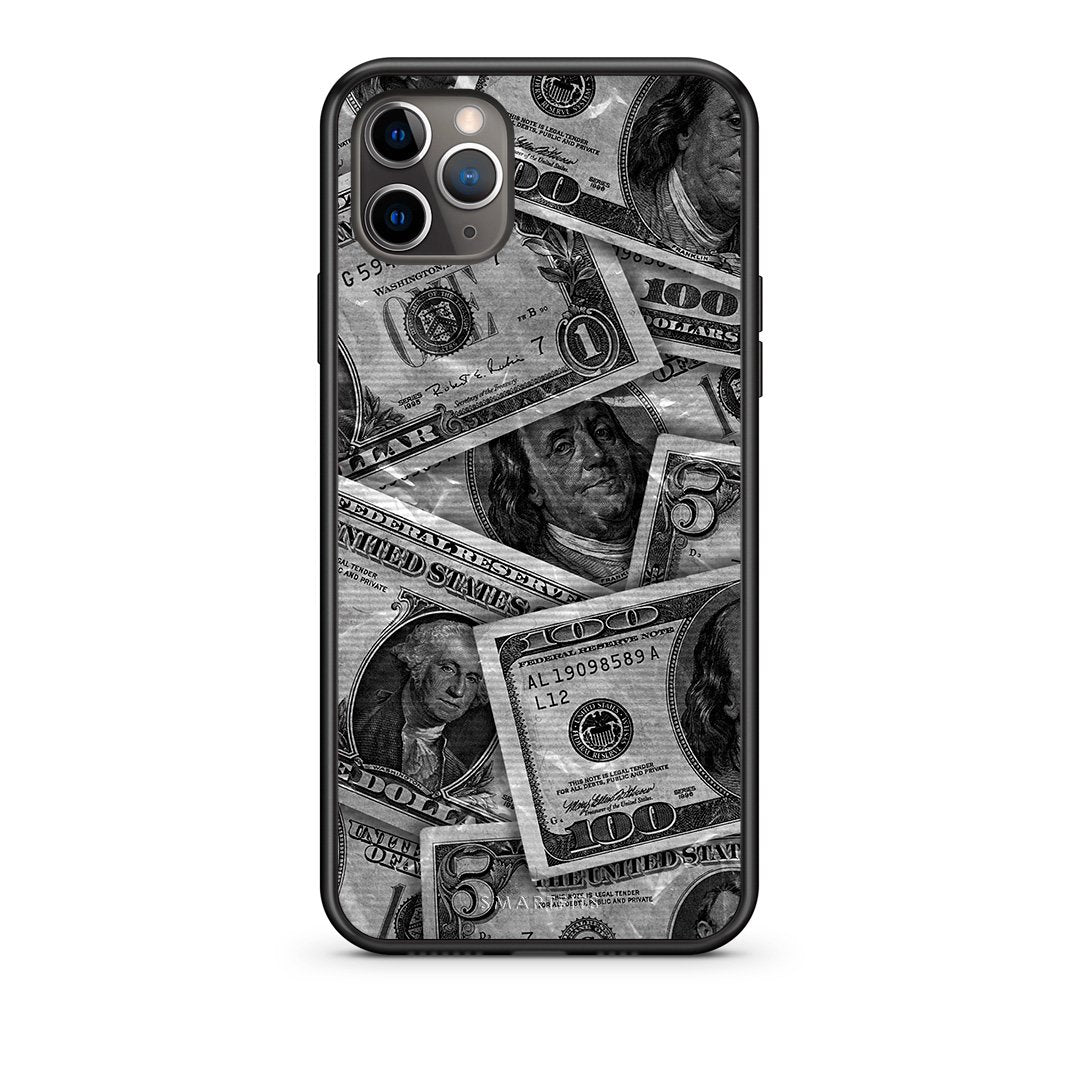 iPhone 11 Pro Money Dollars θήκη από τη Smartfits με σχέδιο στο πίσω μέρος και μαύρο περίβλημα | Smartphone case with colorful back and black bezels by Smartfits