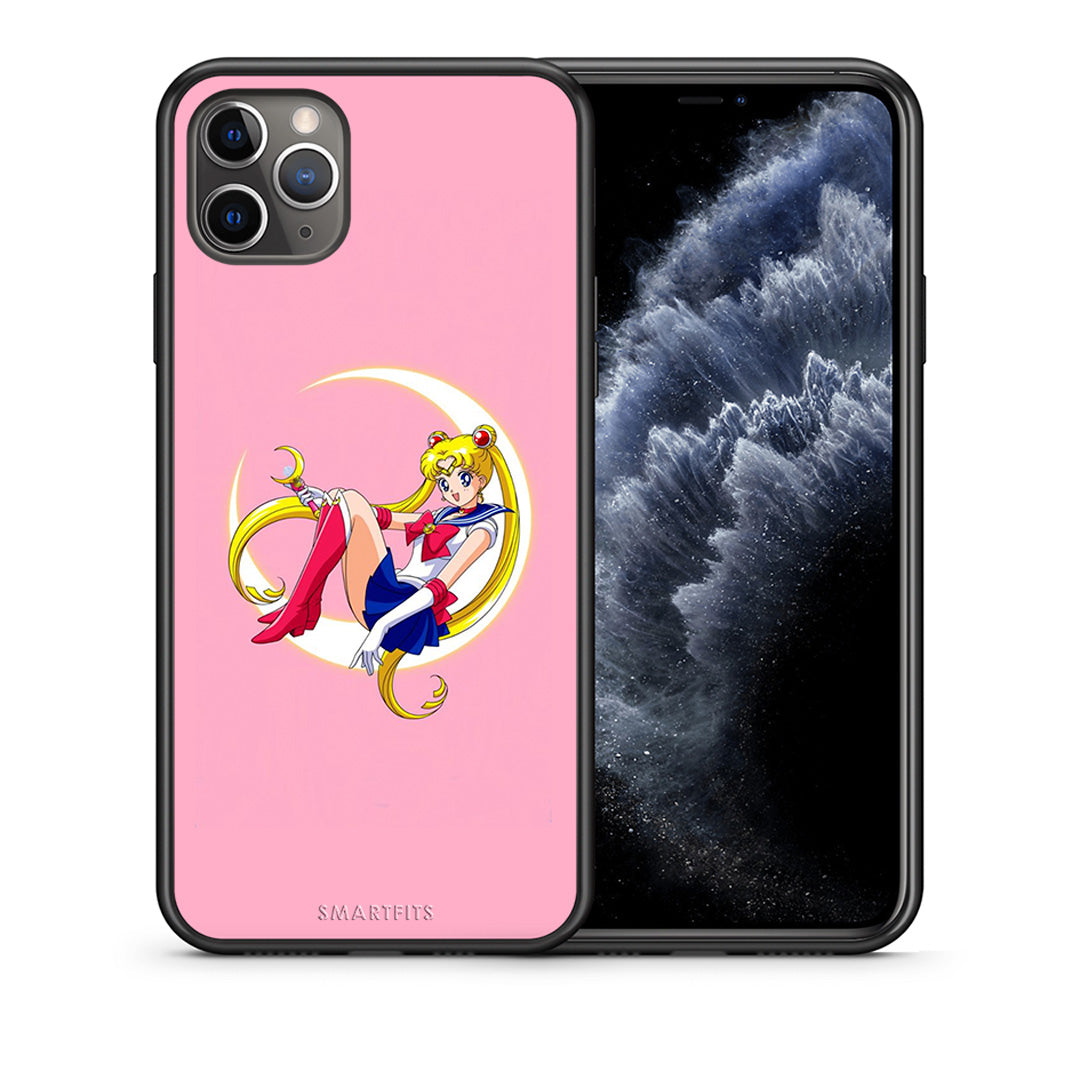 Θήκη iPhone 11 Pro Max Moon Girl από τη Smartfits με σχέδιο στο πίσω μέρος και μαύρο περίβλημα | iPhone 11 Pro Max Moon Girl case with colorful back and black bezels