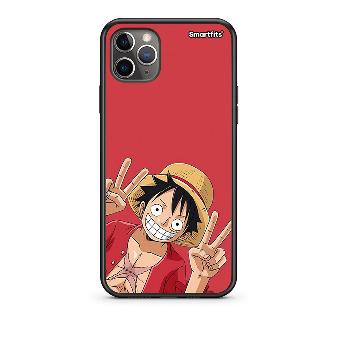 iPhone 11 Pro Pirate Luffy Θήκη από τη Smartfits με σχέδιο στο πίσω μέρος και μαύρο περίβλημα | Smartphone case with colorful back and black bezels by Smartfits