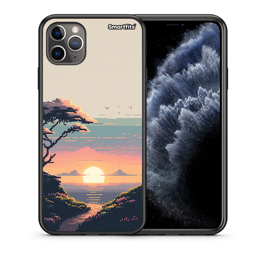 Θήκη iPhone 11 Pro Pixel Sunset από τη Smartfits με σχέδιο στο πίσω μέρος και μαύρο περίβλημα | iPhone 11 Pro Pixel Sunset case with colorful back and black bezels