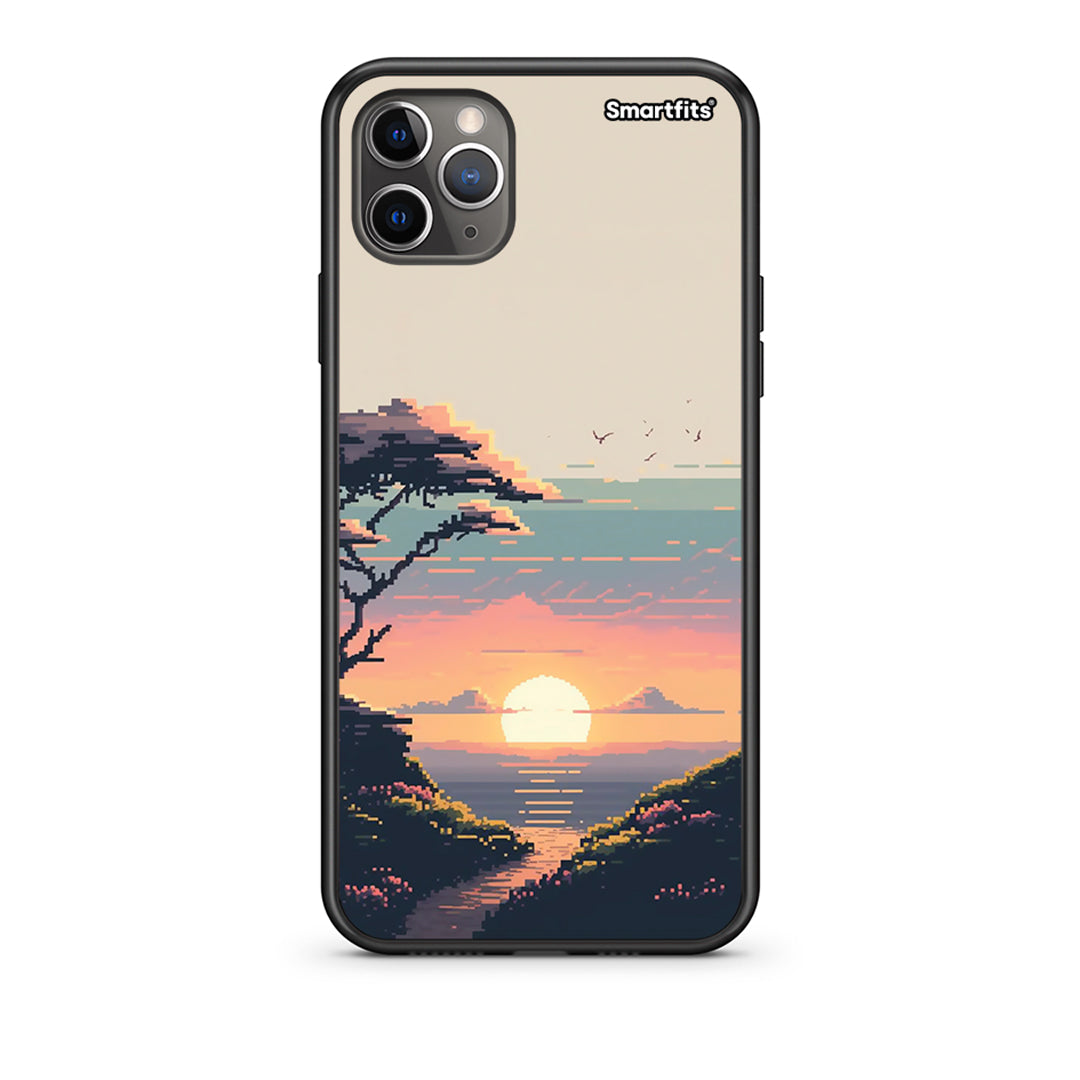 iPhone 11 Pro Pixel Sunset Θήκη από τη Smartfits με σχέδιο στο πίσω μέρος και μαύρο περίβλημα | Smartphone case with colorful back and black bezels by Smartfits