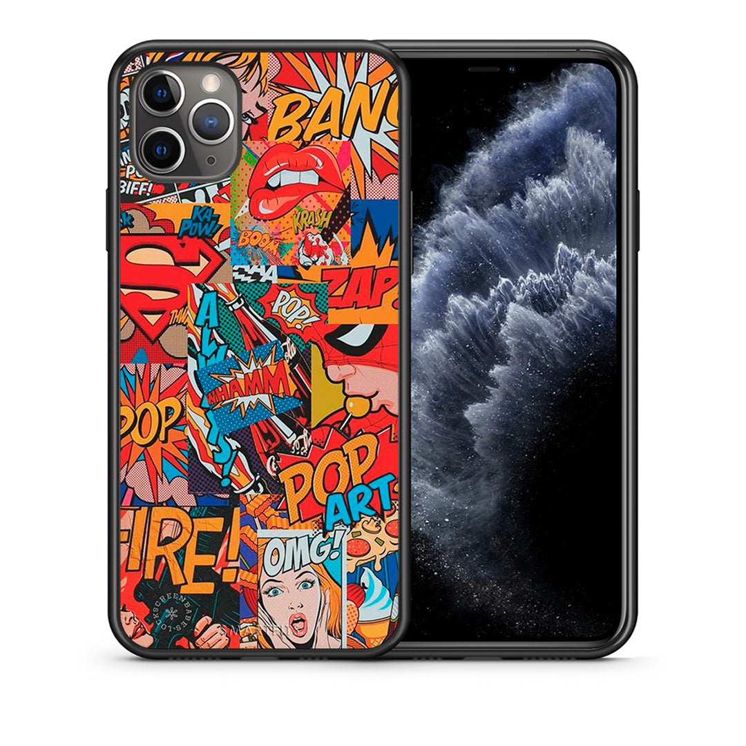 Θήκη iPhone 11 Pro Max PopArt OMG από τη Smartfits με σχέδιο στο πίσω μέρος και μαύρο περίβλημα | iPhone 11 Pro Max PopArt OMG case with colorful back and black bezels