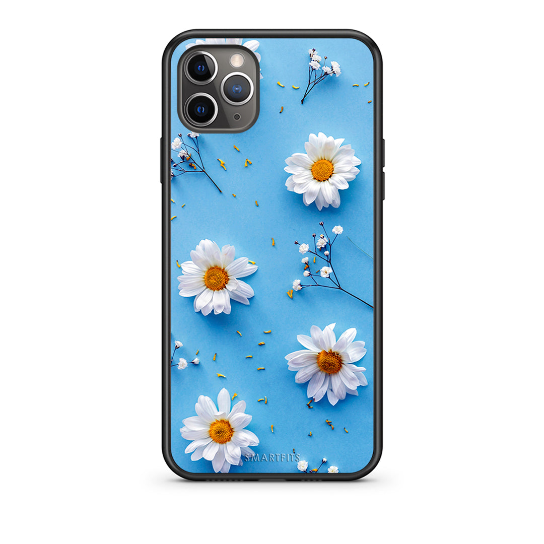 iPhone 11 Pro Max Real Daisies θήκη από τη Smartfits με σχέδιο στο πίσω μέρος και μαύρο περίβλημα | Smartphone case with colorful back and black bezels by Smartfits