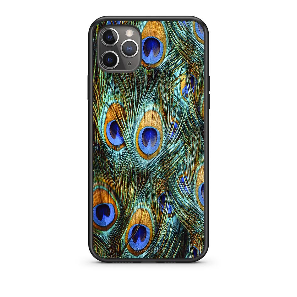 iPhone 11 Pro Real Peacock Feathers θήκη από τη Smartfits με σχέδιο στο πίσω μέρος και μαύρο περίβλημα | Smartphone case with colorful back and black bezels by Smartfits