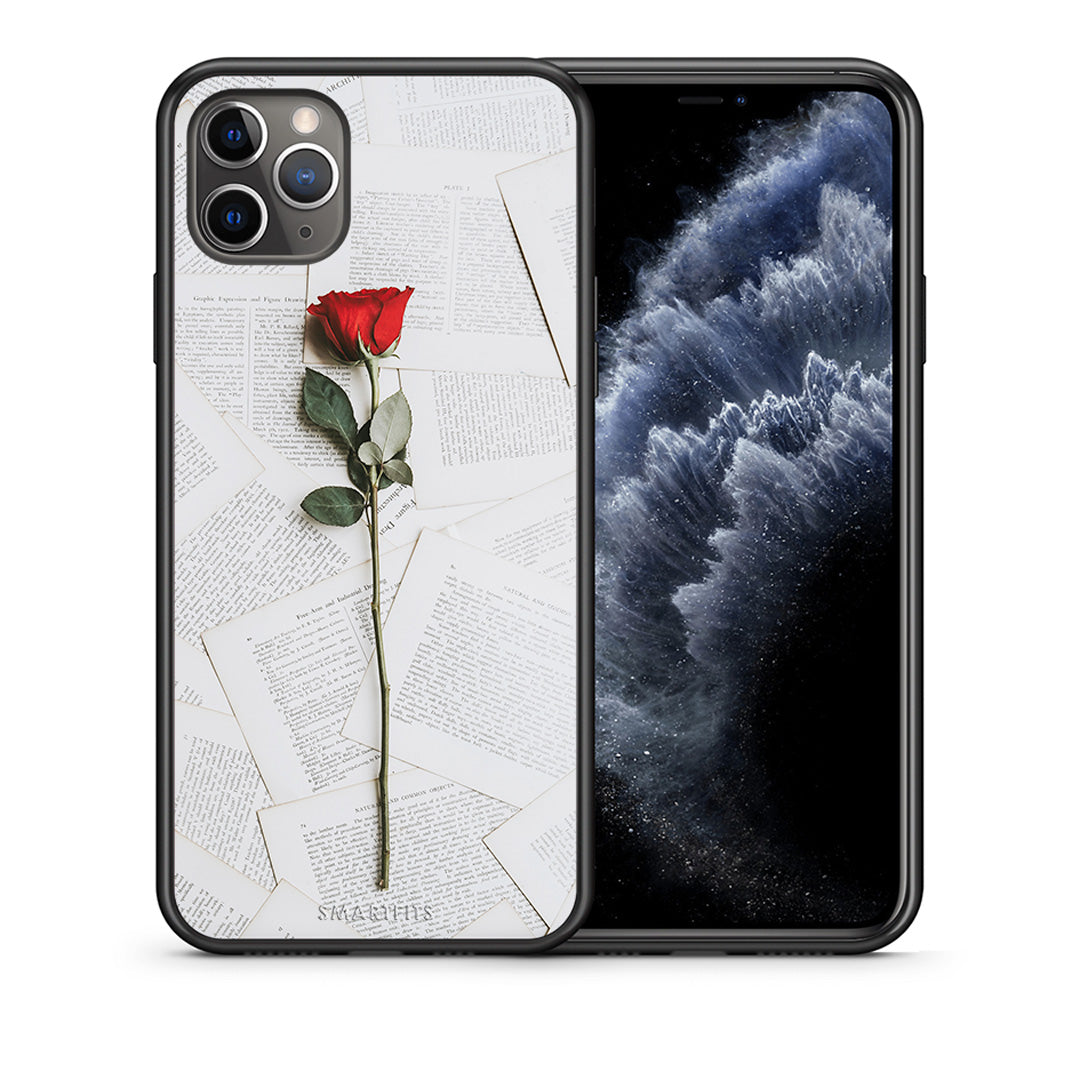 Θήκη iPhone 11 Pro Red Rose από τη Smartfits με σχέδιο στο πίσω μέρος και μαύρο περίβλημα | iPhone 11 Pro Red Rose case with colorful back and black bezels