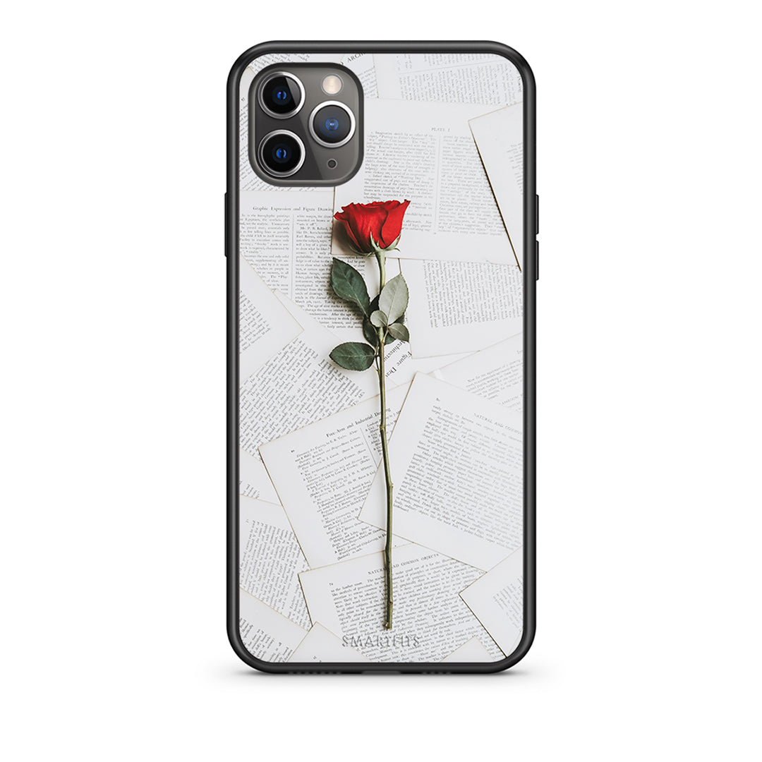 iPhone 11 Pro Red Rose θήκη από τη Smartfits με σχέδιο στο πίσω μέρος και μαύρο περίβλημα | Smartphone case with colorful back and black bezels by Smartfits
