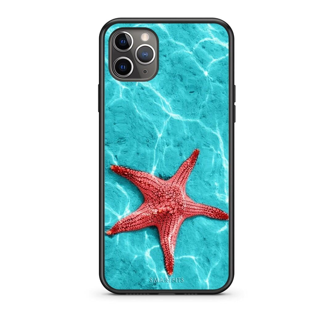 iPhone 11 Pro Red Starfish Θήκη από τη Smartfits με σχέδιο στο πίσω μέρος και μαύρο περίβλημα | Smartphone case with colorful back and black bezels by Smartfits