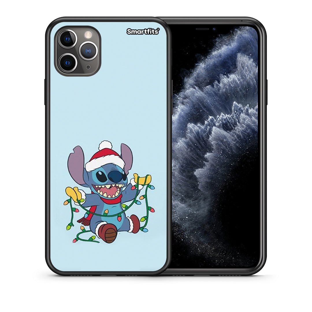 Θήκη iPhone 11 Pro Santa Stich από τη Smartfits με σχέδιο στο πίσω μέρος και μαύρο περίβλημα | iPhone 11 Pro Santa Stich case with colorful back and black bezels