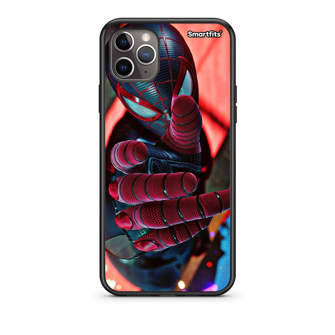 iPhone 11 Pro Spider Hand Θήκη από τη Smartfits με σχέδιο στο πίσω μέρος και μαύρο περίβλημα | Smartphone case with colorful back and black bezels by Smartfits