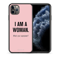 Thumbnail for Θήκη iPhone 11 Pro Superpower Woman από τη Smartfits με σχέδιο στο πίσω μέρος και μαύρο περίβλημα | iPhone 11 Pro Superpower Woman case with colorful back and black bezels