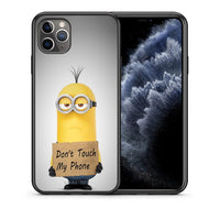 Thumbnail for Θήκη iPhone 11 Pro Minion Text από τη Smartfits με σχέδιο στο πίσω μέρος και μαύρο περίβλημα | iPhone 11 Pro Minion Text case with colorful back and black bezels