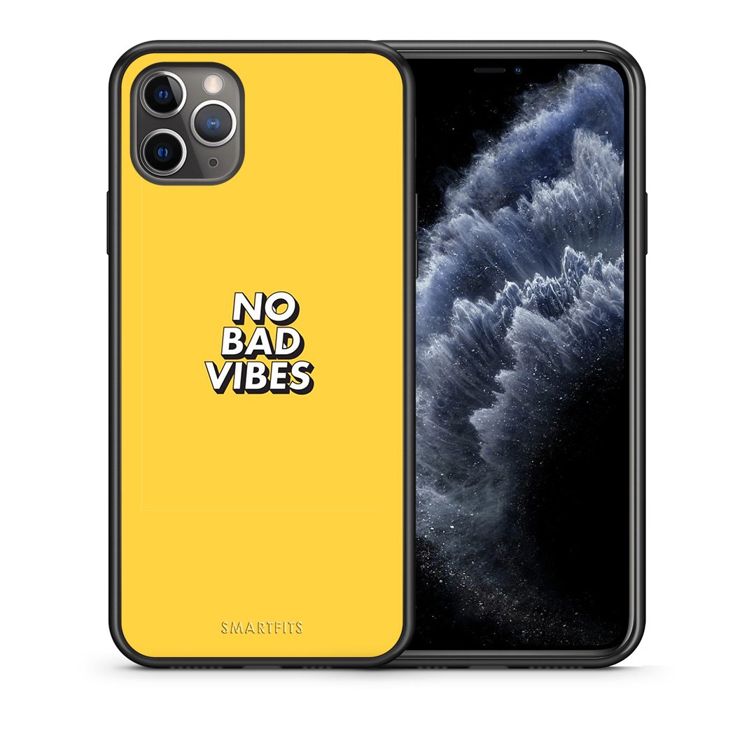 Θήκη iPhone 11 Pro Max Vibes Text από τη Smartfits με σχέδιο στο πίσω μέρος και μαύρο περίβλημα | iPhone 11 Pro Max Vibes Text case with colorful back and black bezels