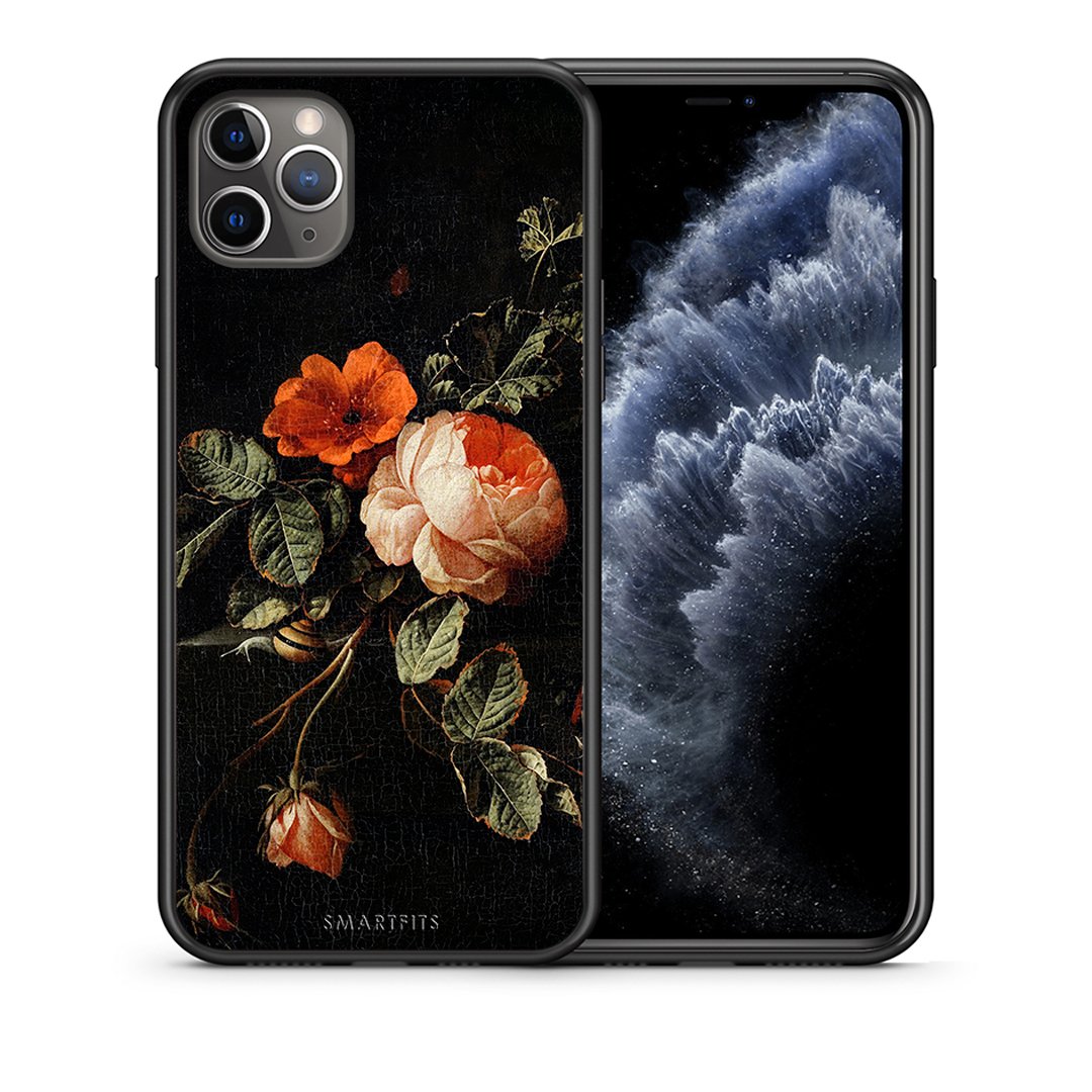 Θήκη iPhone 11 Pro Max Vintage Roses από τη Smartfits με σχέδιο στο πίσω μέρος και μαύρο περίβλημα | iPhone 11 Pro Max Vintage Roses case with colorful back and black bezels