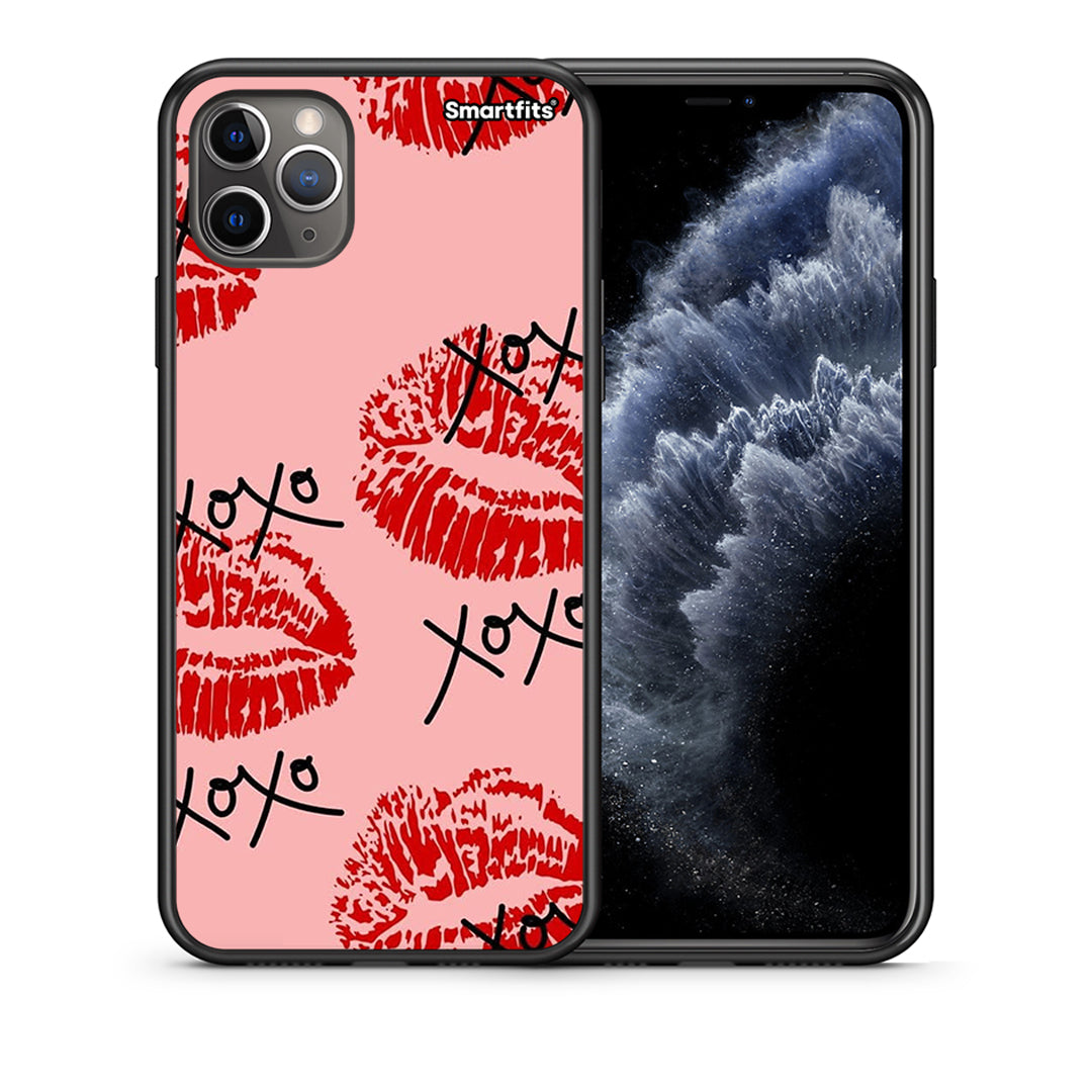 Θήκη iPhone 11 Pro Max XOXO Lips από τη Smartfits με σχέδιο στο πίσω μέρος και μαύρο περίβλημα | iPhone 11 Pro Max XOXO Lips case with colorful back and black bezels