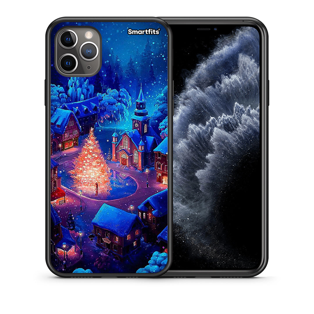 Θήκη iPhone 11 Pro Xmas Village από τη Smartfits με σχέδιο στο πίσω μέρος και μαύρο περίβλημα | iPhone 11 Pro Xmas Village case with colorful back and black bezels