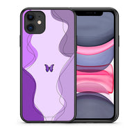 Thumbnail for Θήκη Αγίου Βαλεντίνου iPhone 11 Purple Mariposa από τη Smartfits με σχέδιο στο πίσω μέρος και μαύρο περίβλημα | iPhone 11 Purple Mariposa case with colorful back and black bezels