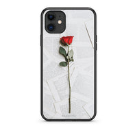 Thumbnail for iPhone 11 Red Rose θήκη από τη Smartfits με σχέδιο στο πίσω μέρος και μαύρο περίβλημα | Smartphone case with colorful back and black bezels by Smartfits