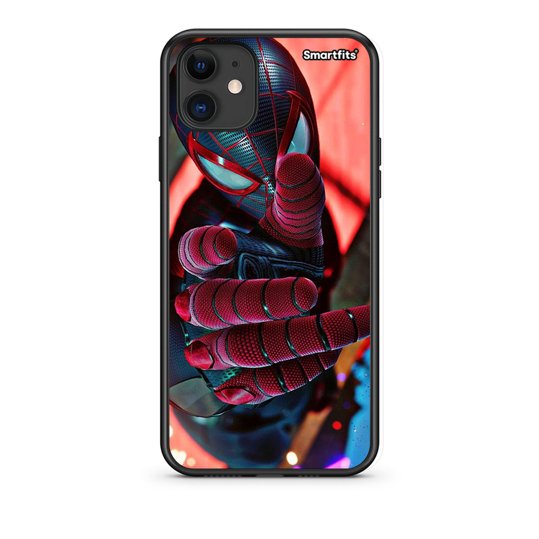 iPhone 11 Spider Hand Θήκη από τη Smartfits με σχέδιο στο πίσω μέρος και μαύρο περίβλημα | Smartphone case with colorful back and black bezels by Smartfits