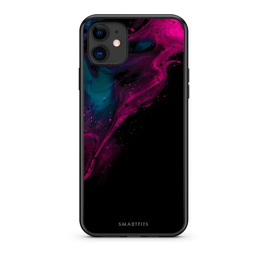 4 - iPhone 11 Pink Black Watercolor case, cover, bumper