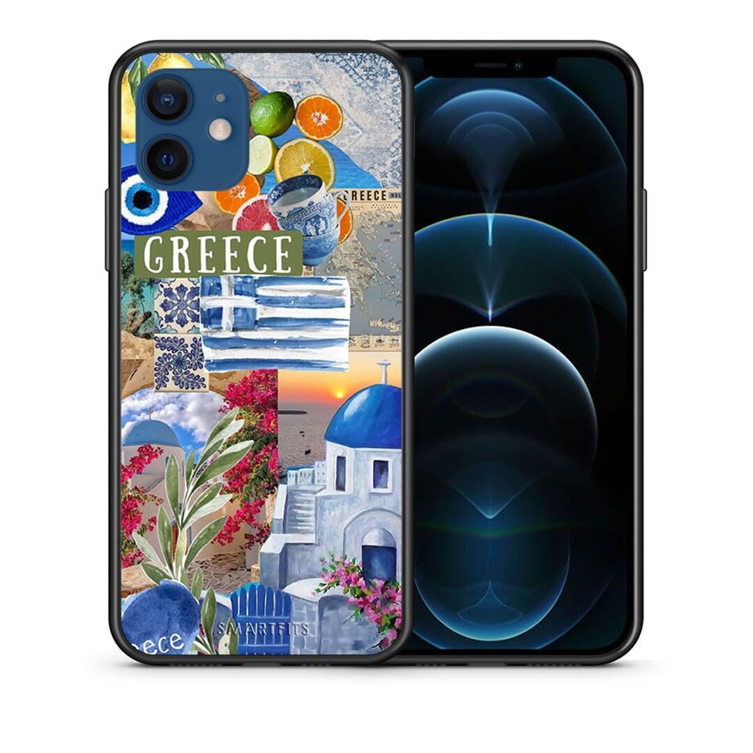 Θήκη iPhone 12 Pro All Greek από τη Smartfits με σχέδιο στο πίσω μέρος και μαύρο περίβλημα | iPhone 12 Pro All Greek case with colorful back and black bezels