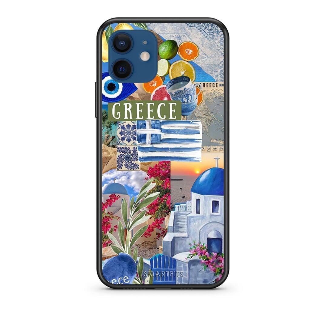 Θήκη iPhone 12 All Greek από τη Smartfits με σχέδιο στο πίσω μέρος και μαύρο περίβλημα | iPhone 12 All Greek case with colorful back and black bezels