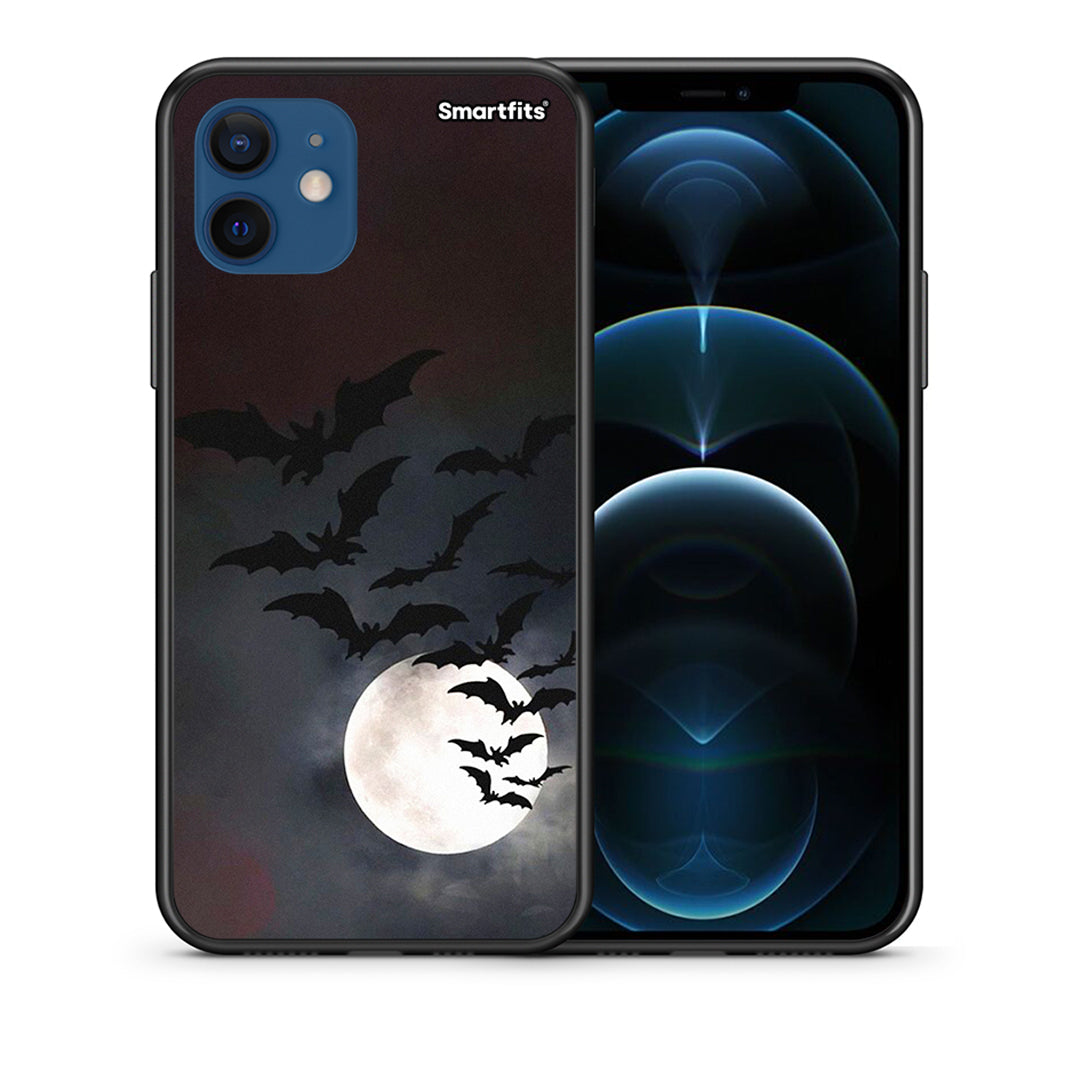 Θήκη iPhone 12 Pro Halloween Bat Night από τη Smartfits με σχέδιο στο πίσω μέρος και μαύρο περίβλημα | iPhone 12 Pro Halloween Bat Night case with colorful back and black bezels