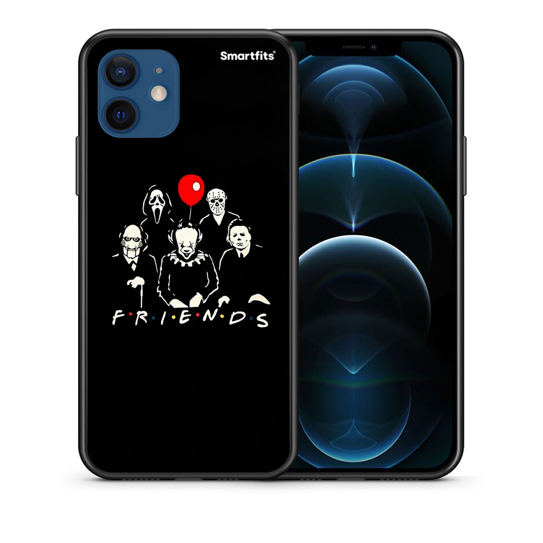 Θήκη iPhone 12 Halloween Friends από τη Smartfits με σχέδιο στο πίσω μέρος και μαύρο περίβλημα | iPhone 12 Halloween Friends case with colorful back and black bezels