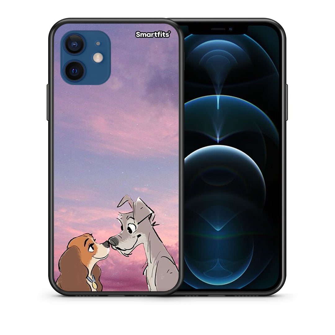 Θήκη iPhone 12 Lady And Tramp από τη Smartfits με σχέδιο στο πίσω μέρος και μαύρο περίβλημα | iPhone 12 Lady And Tramp case with colorful back and black bezels