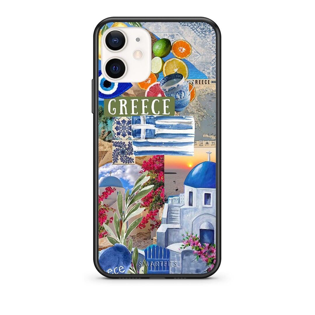 Θήκη iPhone 12 Mini All Greek από τη Smartfits με σχέδιο στο πίσω μέρος και μαύρο περίβλημα | iPhone 12 Mini All Greek case with colorful back and black bezels