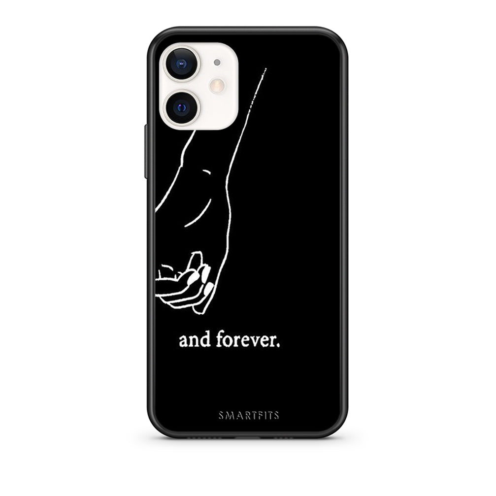 Θήκη Αγίου Βαλεντίνου iPhone 12 Mini Always & Forever 2 από τη Smartfits με σχέδιο στο πίσω μέρος και μαύρο περίβλημα | iPhone 12 Mini Always & Forever 2 case with colorful back and black bezels
