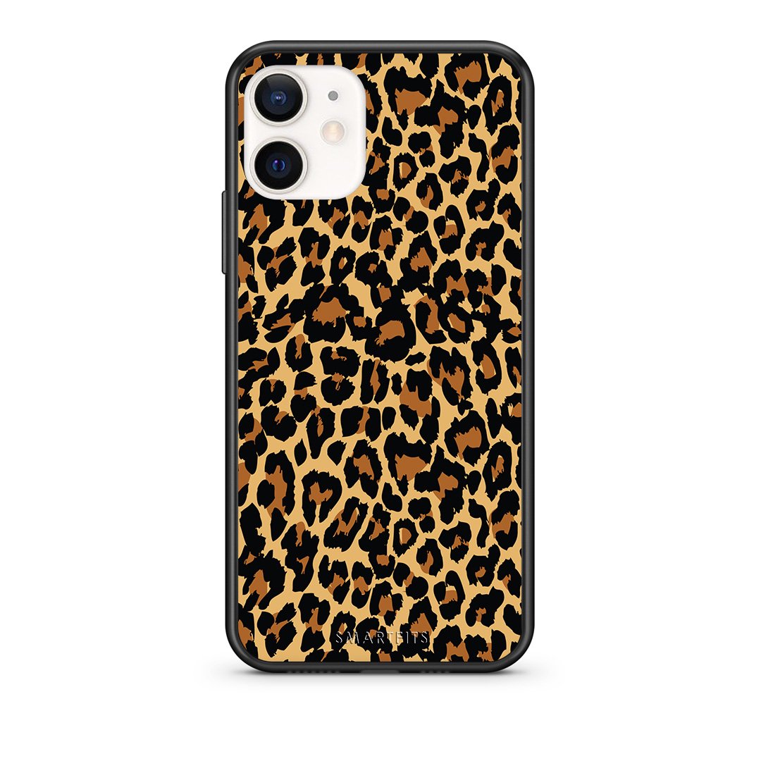 Θήκη iPhone 12 Mini Leopard Animal από τη Smartfits με σχέδιο στο πίσω μέρος και μαύρο περίβλημα | iPhone 12 Mini Leopard Animal case with colorful back and black bezels