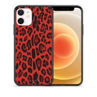 Thumbnail for Θήκη iPhone 12 Mini Red Leopard Animal από τη Smartfits με σχέδιο στο πίσω μέρος και μαύρο περίβλημα | iPhone 12 Mini Red Leopard Animal case with colorful back and black bezels