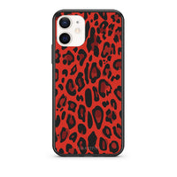 Thumbnail for Θήκη iPhone 12 Mini Red Leopard Animal από τη Smartfits με σχέδιο στο πίσω μέρος και μαύρο περίβλημα | iPhone 12 Mini Red Leopard Animal case with colorful back and black bezels