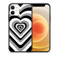 Thumbnail for Θήκη iPhone 12 Mini Black Hearts από τη Smartfits με σχέδιο στο πίσω μέρος και μαύρο περίβλημα | iPhone 12 Mini Black Hearts case with colorful back and black bezels