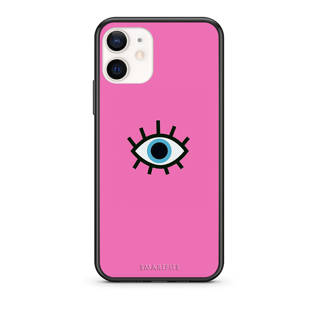 Θήκη iPhone 12 Mini Blue Eye Pink από τη Smartfits με σχέδιο στο πίσω μέρος και μαύρο περίβλημα | iPhone 12 Mini Blue Eye Pink case with colorful back and black bezels