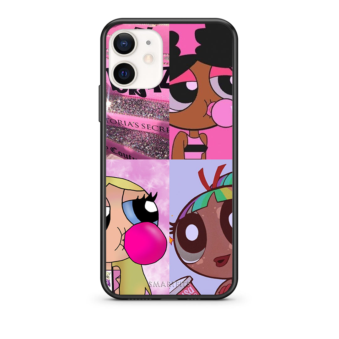 Θήκη Αγίου Βαλεντίνου iPhone 12 Mini Bubble Girls από τη Smartfits με σχέδιο στο πίσω μέρος και μαύρο περίβλημα | iPhone 12 Mini Bubble Girls case with colorful back and black bezels