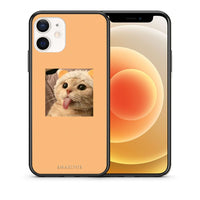 Thumbnail for Θήκη iPhone 12 Mini Cat Tongue από τη Smartfits με σχέδιο στο πίσω μέρος και μαύρο περίβλημα | iPhone 12 Mini Cat Tongue case with colorful back and black bezels