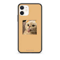 Thumbnail for Θήκη iPhone 12 Mini Cat Tongue από τη Smartfits με σχέδιο στο πίσω μέρος και μαύρο περίβλημα | iPhone 12 Mini Cat Tongue case with colorful back and black bezels