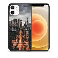Thumbnail for Θήκη iPhone 12 Mini City Lights από τη Smartfits με σχέδιο στο πίσω μέρος και μαύρο περίβλημα | iPhone 12 Mini City Lights case with colorful back and black bezels