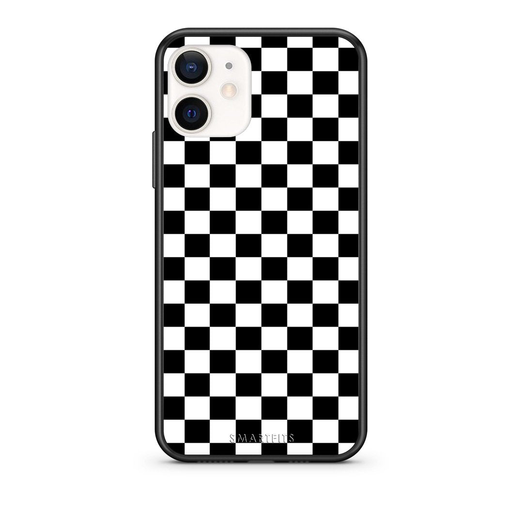 Θήκη iPhone 12 Mini Squares Geometric από τη Smartfits με σχέδιο στο πίσω μέρος και μαύρο περίβλημα | iPhone 12 Mini Squares Geometric case with colorful back and black bezels