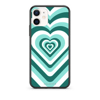 Thumbnail for Θήκη iPhone 12 Mini Green Hearts από τη Smartfits με σχέδιο στο πίσω μέρος και μαύρο περίβλημα | iPhone 12 Mini Green Hearts case with colorful back and black bezels