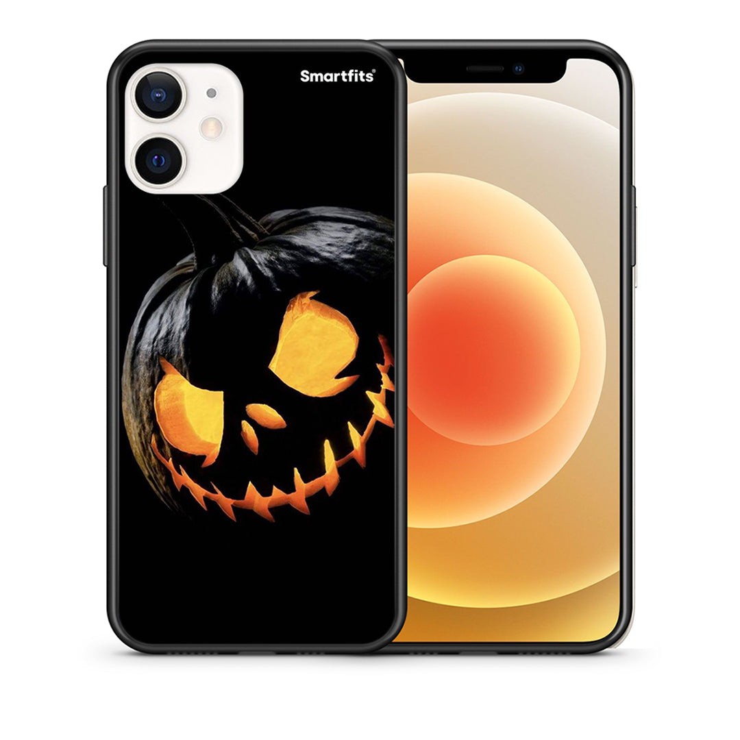 Θήκη iPhone 12 Mini Halloween Scary Pumpkin από τη Smartfits με σχέδιο στο πίσω μέρος και μαύρο περίβλημα | iPhone 12 Mini Halloween Scary Pumpkin case with colorful back and black bezels