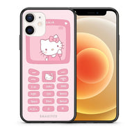 Thumbnail for Θήκη Αγίου Βαλεντίνου iPhone 12 Mini Hello Kitten από τη Smartfits με σχέδιο στο πίσω μέρος και μαύρο περίβλημα | iPhone 12 Mini Hello Kitten case with colorful back and black bezels