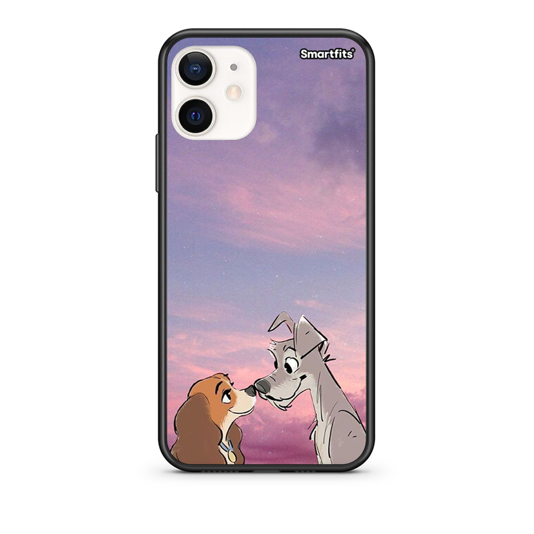 Θήκη iPhone 12 Mini Lady And Tramp από τη Smartfits με σχέδιο στο πίσω μέρος και μαύρο περίβλημα | iPhone 12 Mini Lady And Tramp case with colorful back and black bezels