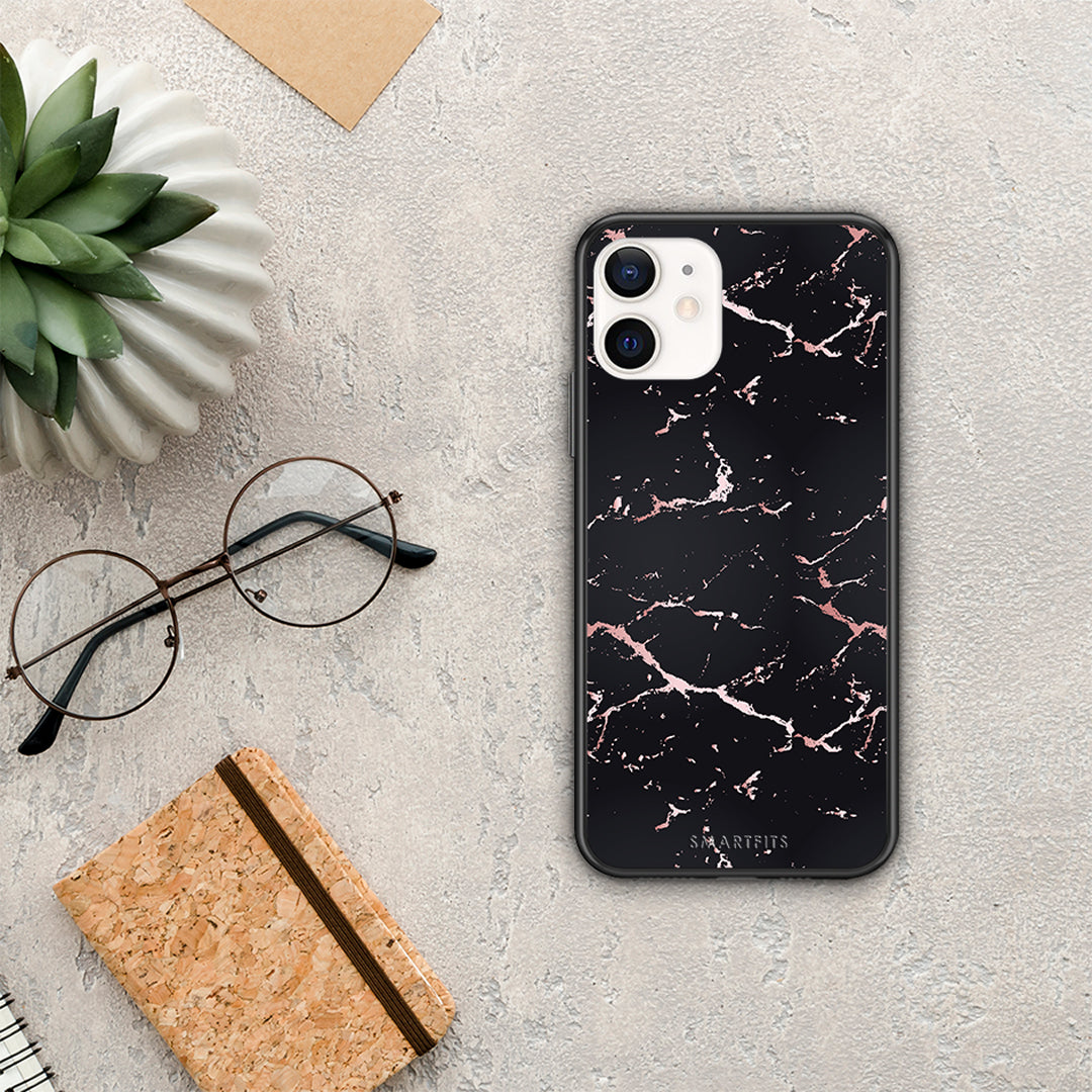 Marble Black Rosegold - iPhone 12 Mini case
