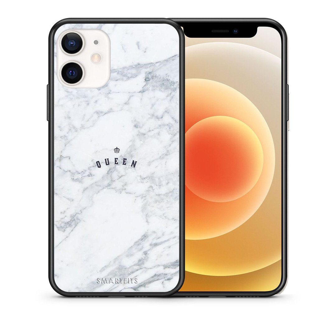 Θήκη iPhone 12 Mini Queen Marble από τη Smartfits με σχέδιο στο πίσω μέρος και μαύρο περίβλημα | iPhone 12 Mini Queen Marble case with colorful back and black bezels