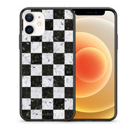 Thumbnail for Θήκη iPhone 12 Mini Square Geometric Marble από τη Smartfits με σχέδιο στο πίσω μέρος και μαύρο περίβλημα | iPhone 12 Mini Square Geometric Marble case with colorful back and black bezels